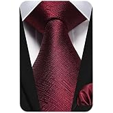 HISDERN Ties for Men Solid Houndstooth Neckties Handkerchief Formal Business Tie & Pocket Square Set Wedding Party