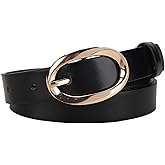 Zhanzong Women's Leather Belt with Gold Buckle Fashion Casual Waist Belt for Jeans pants Dress