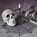 AerWo Halloween Tablecloth Lace Spiderweb Table Cloth, 30-Inch Centerpiece Round Table Topper for Halloween Decorations Festive Party Supplies