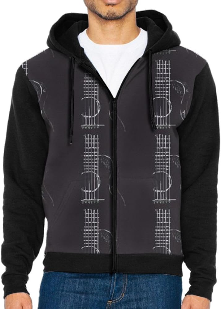 WANING MOON Men's Beautiful Guitar Baseball Sweater Hit Color Raglan Hoodie