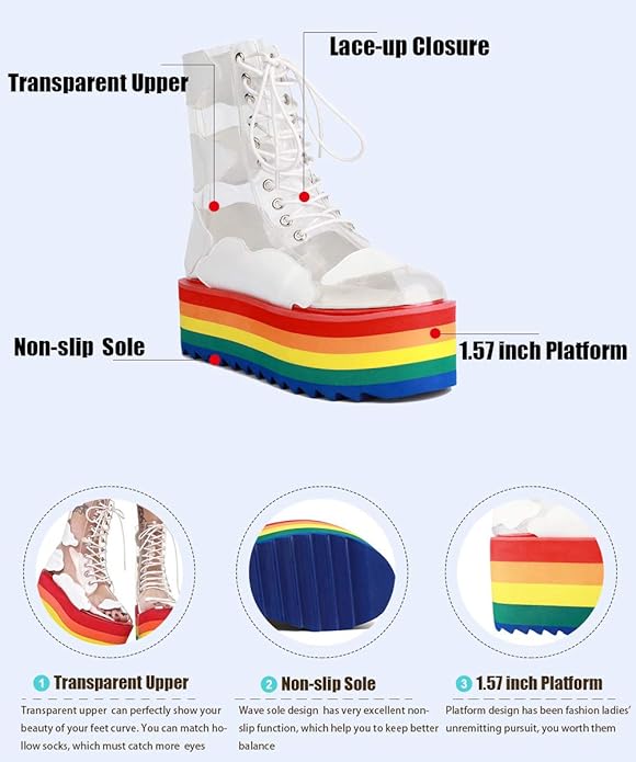 clear rainbow platform boots
