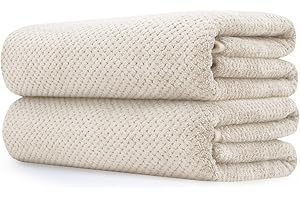 MAOPAOBEAUTY Extra Large Bath Towel Set of 2 (35"x70"),Oversized Bath Sheet Super Soft Highly Absorbent Jumbo Bathroom Towel Set Microfibers Quick Dry Shower Towel for Hotel,Bathroom,Guest,Spa,Gym (2PCS Khaki)