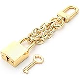 Bag Lock Charm Purse Chain Accessory For Women Handbag | Lock With Key & Padlock Bag Accessory Attached | 360 Rotatable Metal Alloy Clasp | Handbag Accessory For Decoration | Purse - 4inch Gold