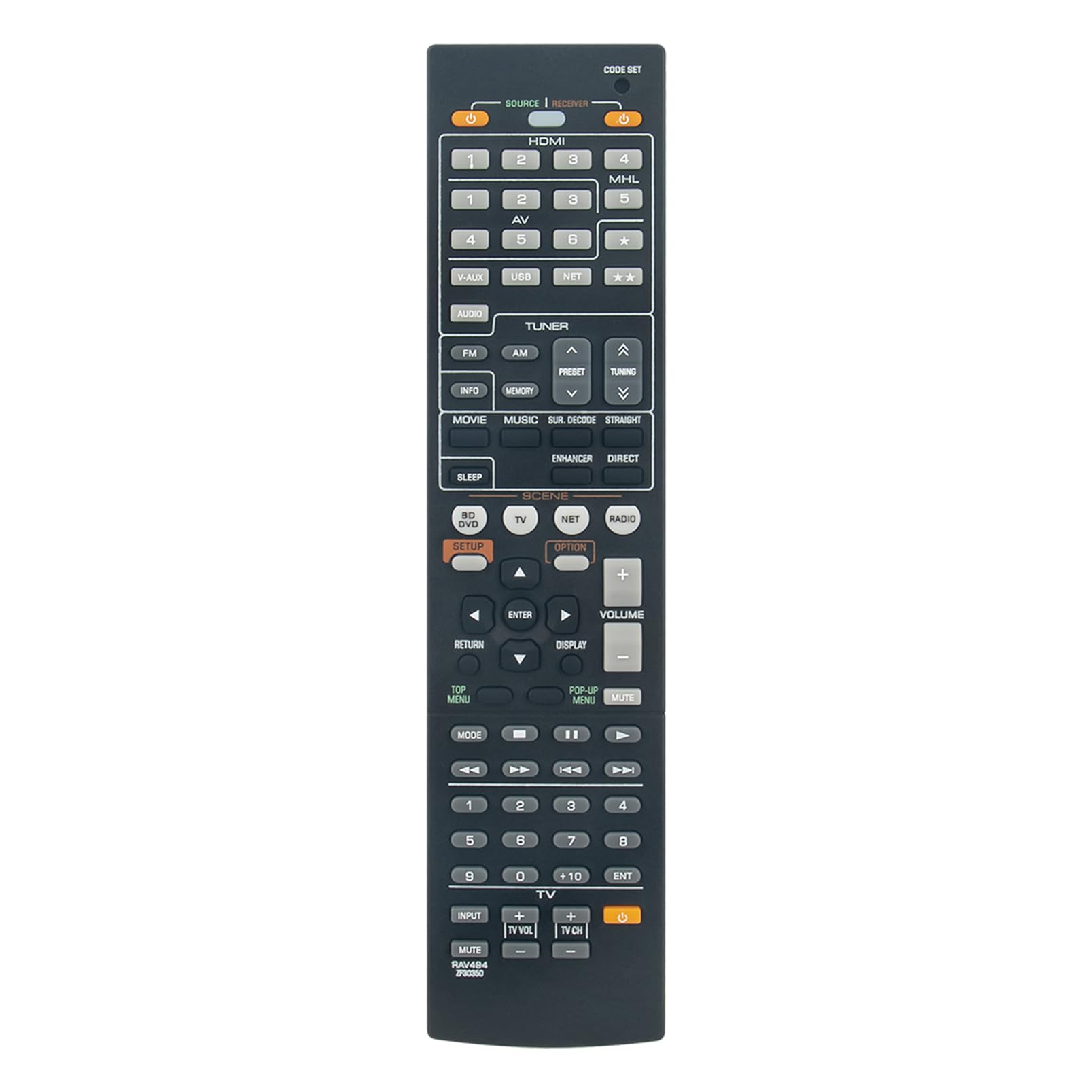 ALLIMITY RAV494 ZF30350 Replace Remote Control fit for Yamaha Audio System RAV494-ZF30350 HTR-4066 RX-V475