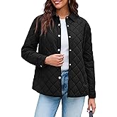 Grlasen Womens Lightweight Quilted Jacket Fall Button Down Puffer Jackets Loose Fit Stand Collar Warm Coats Outerwear