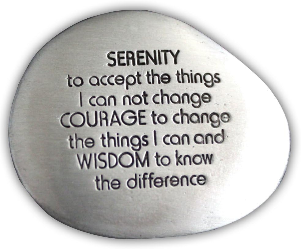 Indoor Fountains & Accessories - Cathedral Art Serenity Prayer Soothing Stone - Engraved Rock with Inspirational Words, Mindfulness and Meditation Stones for Stress, Worry, and Anxiety, 1-1/2-Inch, Silver
