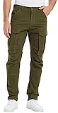 Plaid&Plain Men's Cargo Pants Slim Fit with 3D