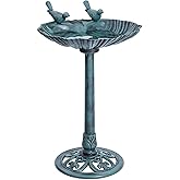 HI SUYI 32inch Antique Bird Bath Outside Garden Weather Resistant Polyresin Backyard Expressions