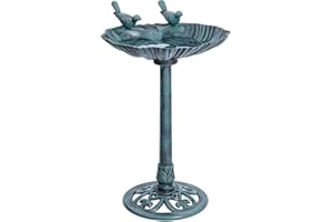 32inch Antique Bird Bath Outside Garden Weather Resistant Polyresin Backyard Expressions
