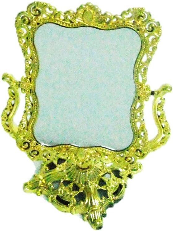 Table Fancy Mirror by M A GIFTS Mirror. H:9 * B:6 INCHES. Antique Shaped Mirror (Golden Antique Fancy Mirror)