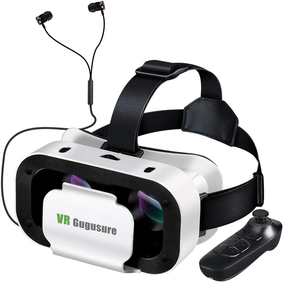 Amazon Co Jp Gugusure 3d Vrゴーグル Vrヘッドセット 3dメガネ 動画 ゲーム 映画 4 7 6 0インチのiphone Android 全てスマホ対応 イヤホン Bluetoothコントローラ付属 ホワイト 家電 カメラ