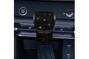MLOVESIE Plush Auto Gear Shift Knob Cover with Crystal Glitter Bling Rhinestones for Girls,Lady Universal Fit (Bling) (Black)