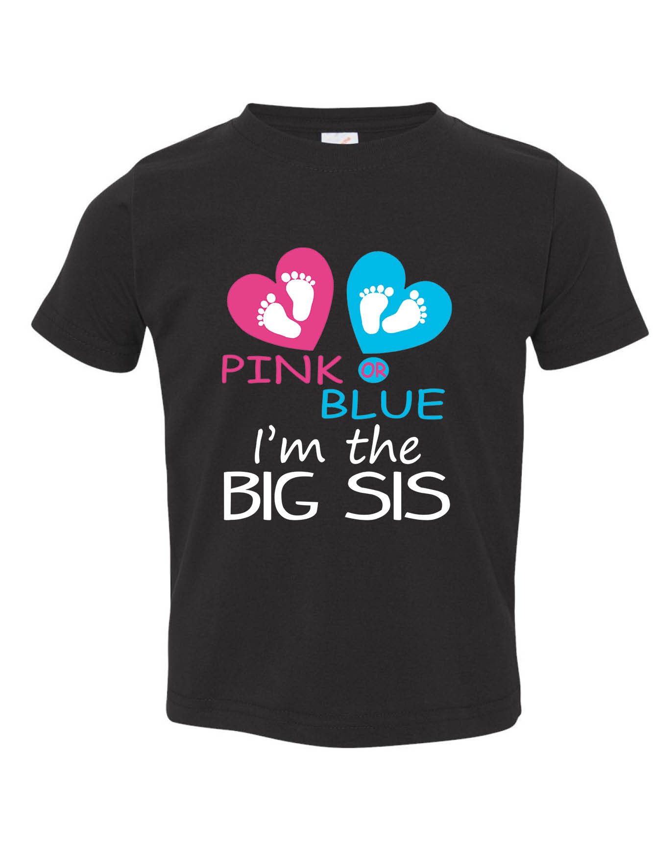  Pink Blue I'm The Big Sis Reveal New Born Sister T Shirt