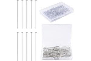 200 Pcs 50mm Head Pins for Jewelry Making Eye Pins Ball Pins, Yumttero Straight Head Pins for Craft Earring Bracelet Necklace Pendant Jewelry Making (Head Pins,Platinum Color)