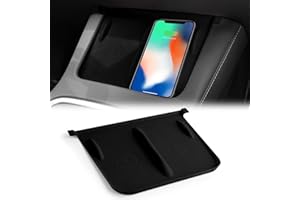ONKENTET Center Console Wireless Charging Silicone Mat Compatible with Tesla Model 3 Model Y 2023 2022 2021 Accessories Waterproof Cover Interior Pad Non-Slip Mats Phone Tray Upgrade (Black)