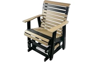 GENERIC Poly Outdoor Glider - Premium Quality | Affordable Price - Amish Handcrafted in The USA - 20-Year Warranty - All-Weather Resistant & Maintenance Free - Rollback Style (Weathered Wood/Black)