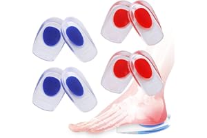 4 Pairs Gel Heel Cups, FHDUSRYO Gel Heel Cushions for Heels Pain Relief, Silicone Heel Cushions Insoles Cup Pads for Plantar 