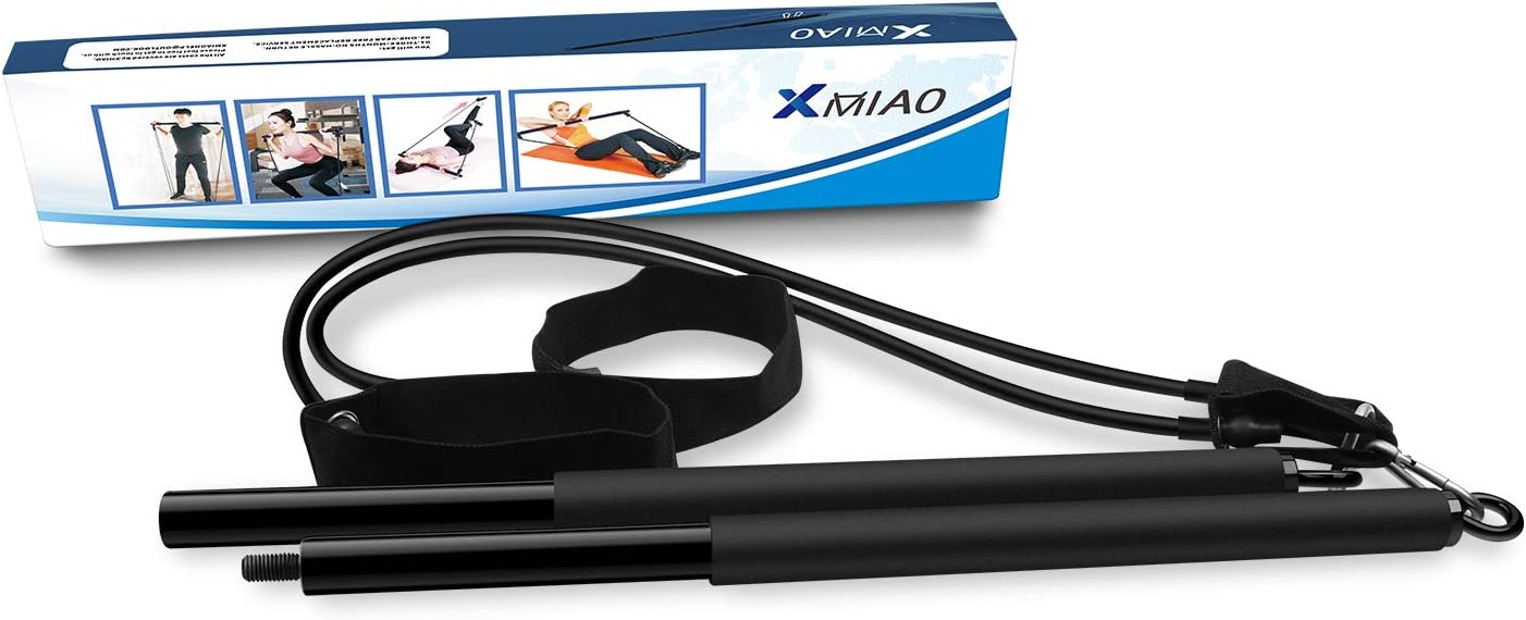 XMIAO Portable Pilates Bar Kit with Lightweight Resistance Band, Yoga Exercise Toning Bar with Foot Loops, Pilates Stick Suitable for Body Workout Yoga Fitness Shaping Strength Training : Sports & Outdoors
