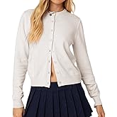 Women's Y2K Lightweight Button Down Long Sleeve Casual Crew Neck Soft Knit Fall Cardigan Sweater Tops