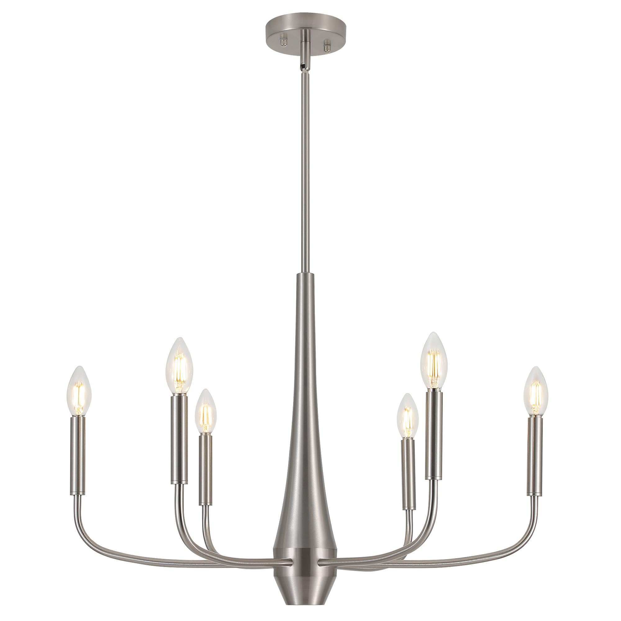 Photo 1 of ACNKTZ Brushed Nickel Chandelier, 6-Light Modern Farmhouse Chandeliers for Dining Room Lighting Fixtures Hanging, Industrial Metal Minimalist Chandelier for Kitchen Bedroom Foyer Entryway Hall
