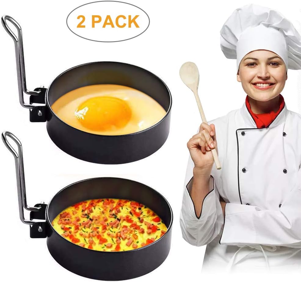 YEAILIFE Egg Ring, Round Egg Cooker Rings For Cooking, Stainless Steel Non Stick Metal Circle Shaper Mold, Household Kitchen Cooking Tool for Frying McMuffin or Shaping Eggs, Egg Maker Molds