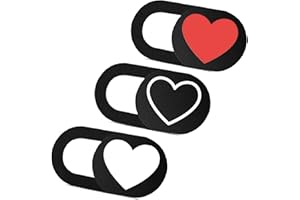 IMNEXT2U Webcam Cover 3 Pack Ultra Thin Slide Laptop Camera Cover for Echo Show, MacBook Pro, MacBook Air, Computer, Tablet, Mac Air, Chromebook, PC - Red Heart, Black