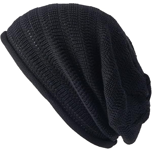 FORBUSITE Mens Slouchy Long Oversized Beanie Hat Black Knit Cap