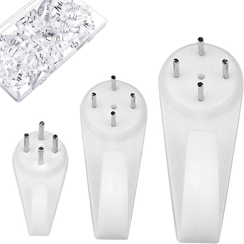 Damogo 60pcs Non-Trace Picture Hooks Hard Wall Hanging Kit 3-5cm