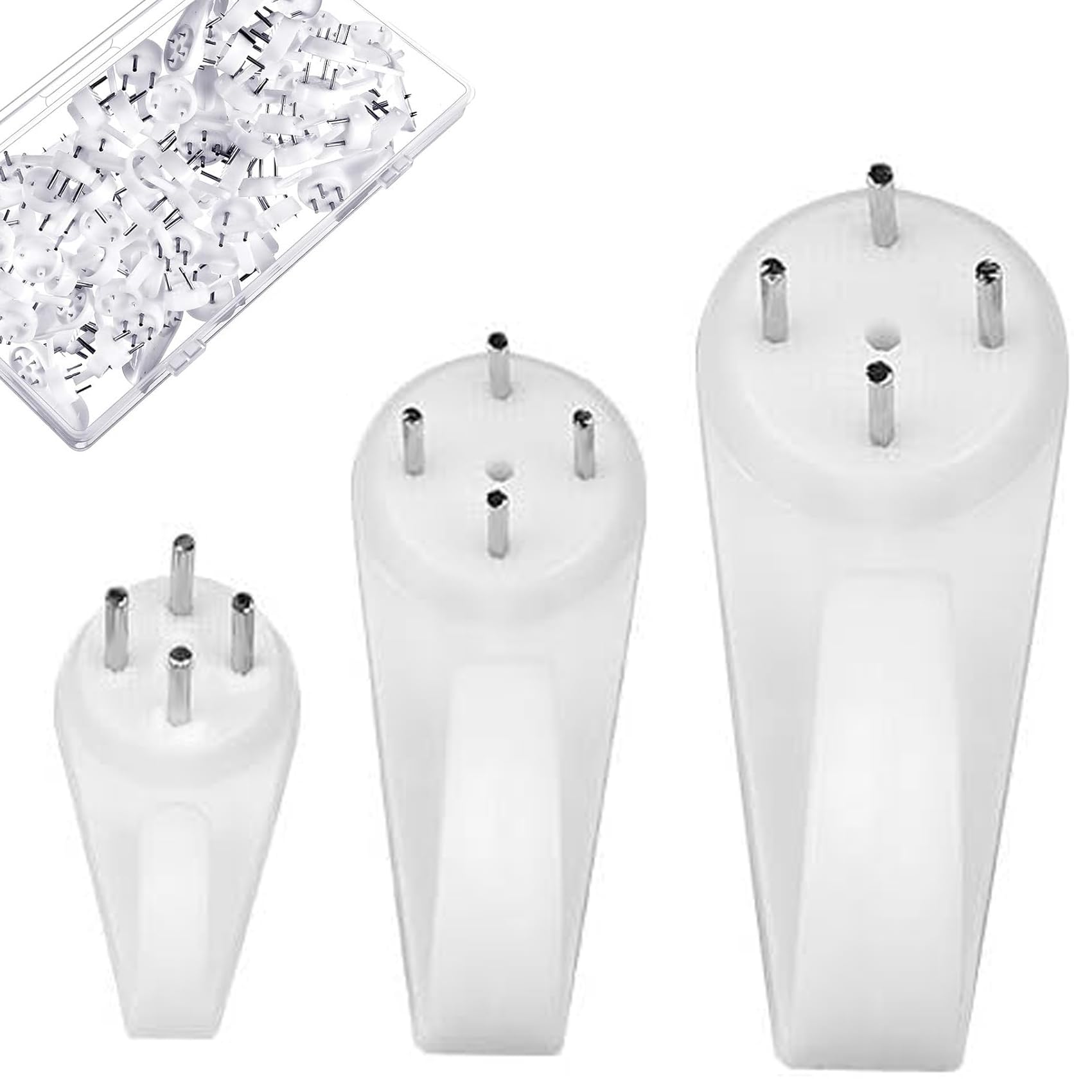 60pcs Non-Trace Picture Hooks for Hard Wall, Picture Hanging Kit for Picture Frame Fixing, Picture Hanger Hook for Plasterboard Walls Drywall Concrete Wall