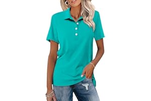 TICTICMISS Womens Polo Shirts Short Sleeve Button Lapel Collared Summer Tops Business Casual Basic Tees
