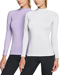 TSLA Women's Thermal Long Sleeve Tops, Mock Turtle