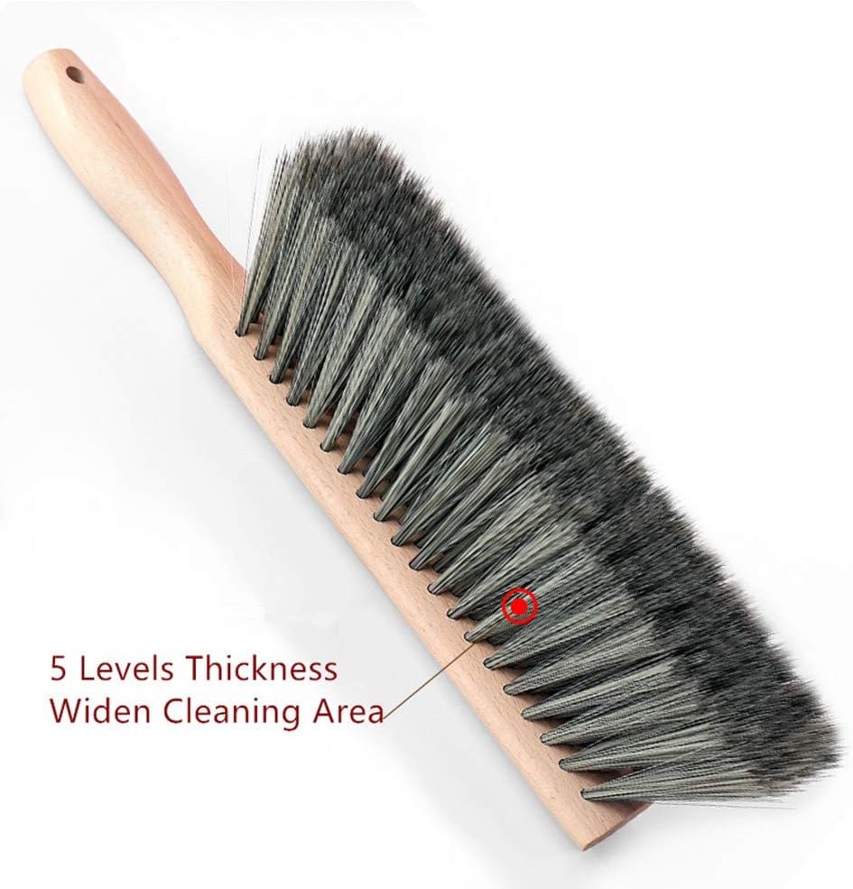 OAKART Hand Brush Soft Bristles Oiled Beech Wood Handle Small Natural Duster 14 Inch Long (Gray), Grey, 14*4 inch - Image 3