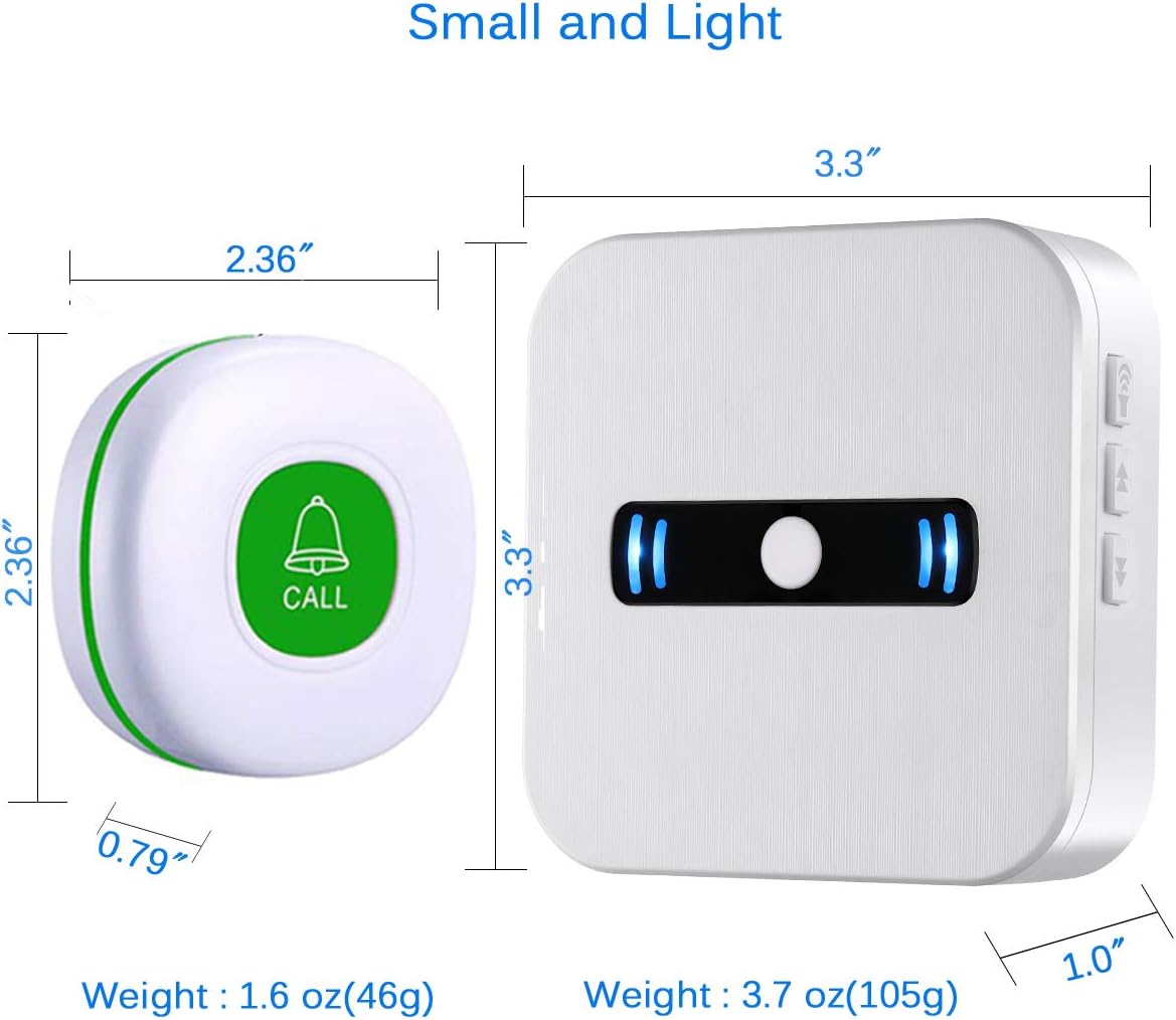 DAYTECH Portable Wireless Personal Alarms for Elderly Panic Alarm with Battery Power,Call Button & Caregiver Pager with IP55 Waterproof Button,2 Portable Receivers 3 Buttons - Image 3