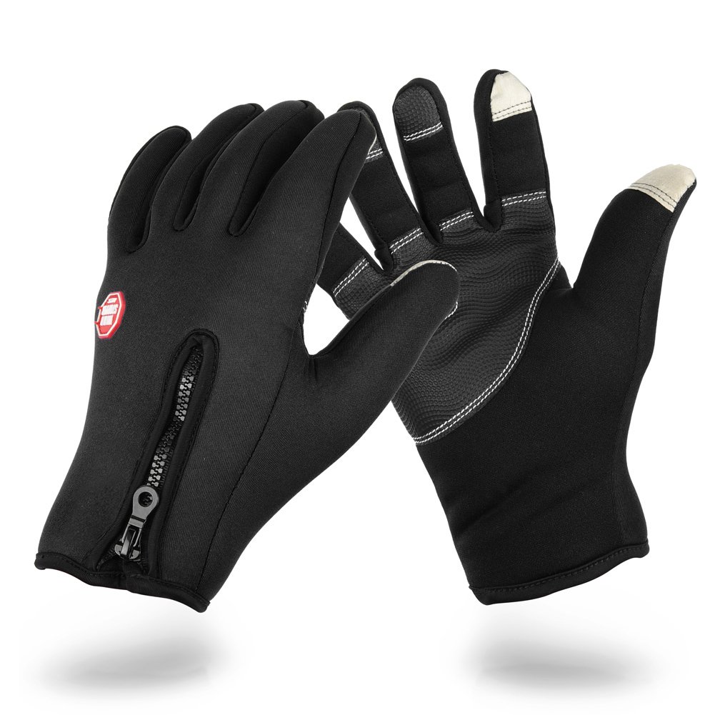 Vbiger Winterhandschuhe Wasserdicht Fahrradhandschuhe Sporthandschuhe SkiHandschuhe Outdoor Snowhandschuhe mit dickem Fleecefutter, Schwarz-1, XL