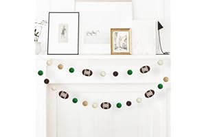 AUKOLASS Football Felt Ball Garland, Rugby Pom Poms Banner for Sports Themed Banners Football Game Party Decorations Sports Bowl Fans Club Assembled Favor Supplies (23 Ball)
