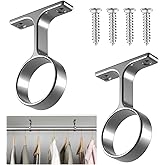 LEIFIDE 2 Pcs 1 5/16 Inch Diameter Round Wardrobe Closet Rod Suspended Center Support with Installation Screws Curtain Closet