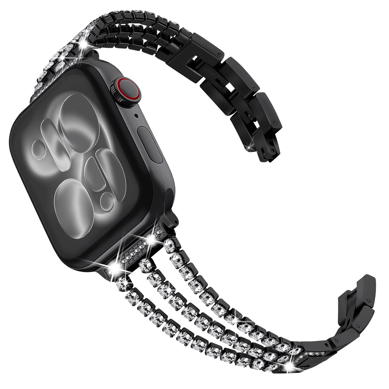 WINGLE 42mm(Series 10 11) 41mm 40mm 38mm Compatible with Apple Watch Straps,Women Bling Bracelet Stainless steel Replacement wristband for iWatch Strap Series 11 10 9 8 7 SE 6 5 4 3 2 1, Black