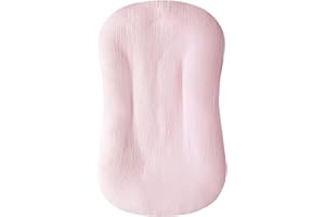 Hooyax Muslin Baby Lounger Cover Soft Organic Cotton Slipcover Fits Newborn Lounger for Baby Boys and Girls (Pink)
