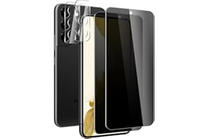 2 Pack Privacy Screen Protector for Samsung Galaxy S22 5G with 2 Pack Camera Lens Protector, 9H Hardness Double Shatterproof 