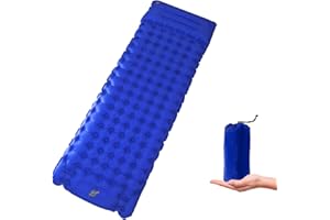Afurkuot Blue Self Inflating Sleeping Pad Single Mattress, Camping Air Mattress with Built-in Foot Pump & Pillow, Waterproof 