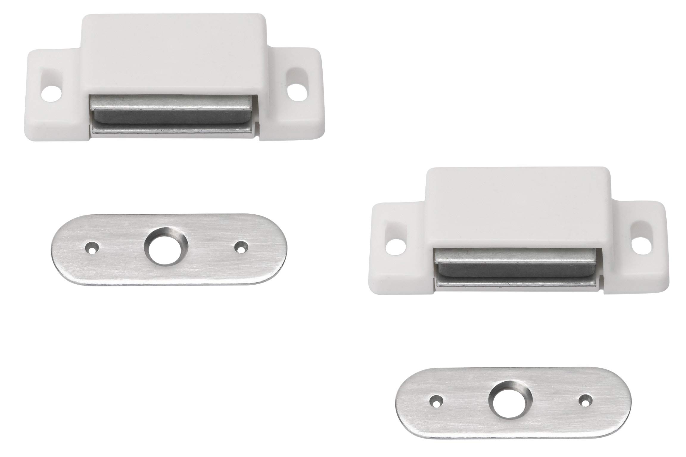 Metafranc 350066 Magnetic Catch White - 3 kg Holding Force - Fixed Counter Plate - Easy Assembly - Suitable for Furniture Doors & Flaps/Door Lock/Holding Magnet/Furniture Catch