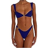 SOLY HUX Metal Ring High Cut Bikini Sets for Women Brazilian Cheeky Two Piece Sexy Bikinis Bathing Suit Swimsuits