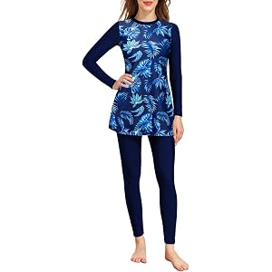 Long Sleeve Swimsuits for Women Two Piece Burkini Full Coverage Swimsuit | Tankini, Long Sleeve, Swim Pants, Full Coverage, U