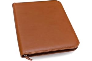 Premium Maruse Leather Portfolio Padfolio - Executive Folio for Men and Women with Zipper, Folio Document Organizer, Laptop Sleeve, iPad Case and Folder - Made in Italy, Honey