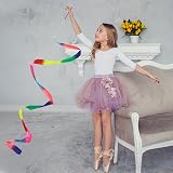 Abeillo 2 Pcs Rhythmic Dance Ribbons 78.7 inch Rainbow Purple Dancer Wand view 4