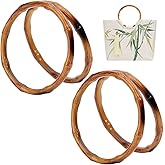 Beebeecraft 4Pcs Bamboo Purse Handle 5.93in Round Rings Bag Handle Replacement for Handcrafted Handbag