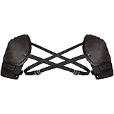 HiiFeuer Medieval Faux Leather Double Pauldron, Vintage Mercenary Knight Shoulder Armor for LARP/Cosplay Ren Faire