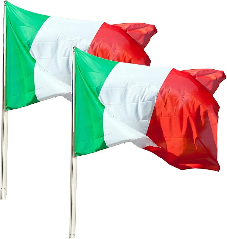 Italienische Flagge aus nautischem winddichtem Polyester -2 pcs -Flaggen Fahnen Fanartikel 90 x 150 cm Flagge von Italien mit Metall-Ösen