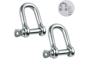 Reedny Stainless Steel 304 D Shape Shackle 5/32", 1/4", 5/16",3/8", 9/16", for Chains Wirerope Lifting Outdoor Camping Survival Rope Bracelets Or for Heavy Duty Construction