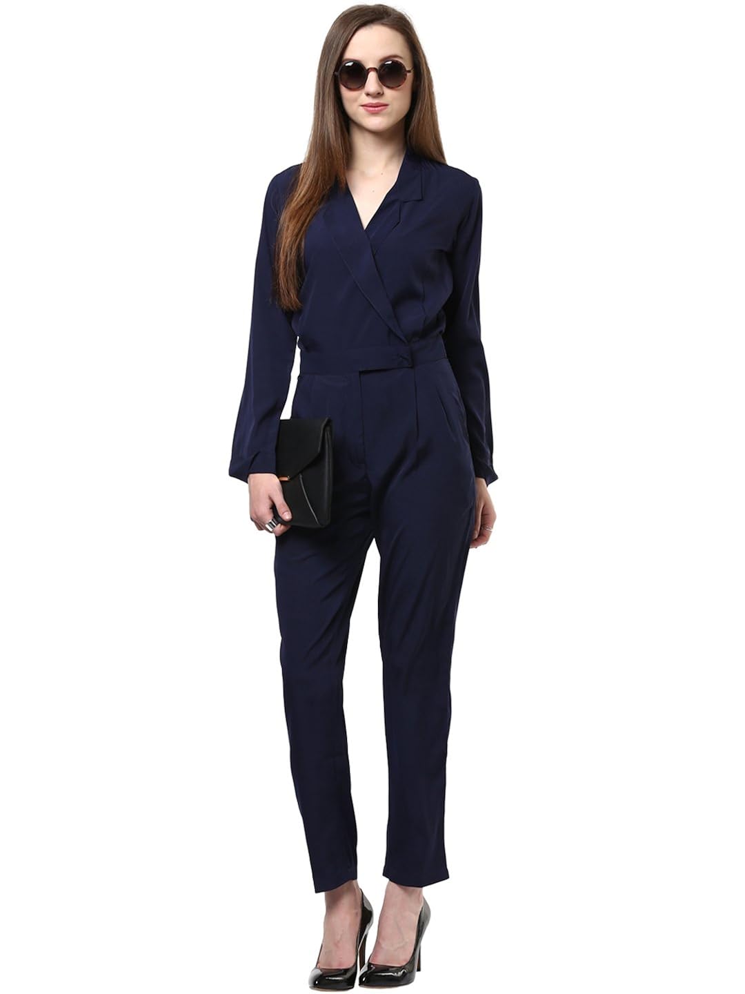 magnetic designs women's jacket style jumpsuit blues